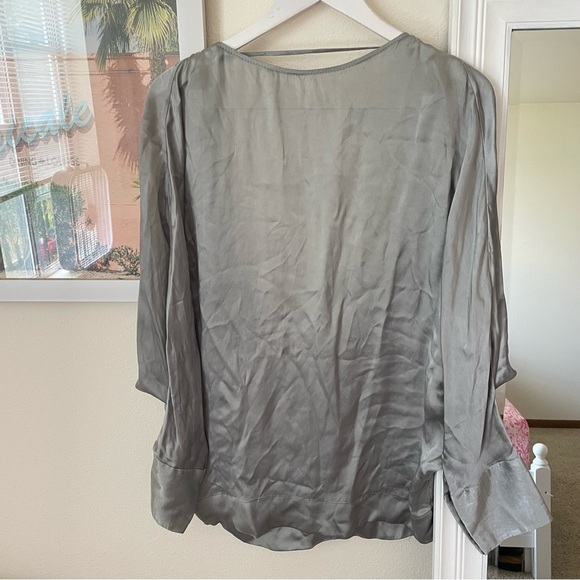 Stella McCartney Tops - Stella McCartney 100% Cupro Vegan Silk Satin Draped Blouse Pewter 42 Medium